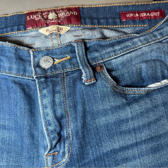 Lucky Brand Womens Jeans 6/28 Blue Straight Sofia High Rise Medium Wash Stretch - Picture 11 of 11